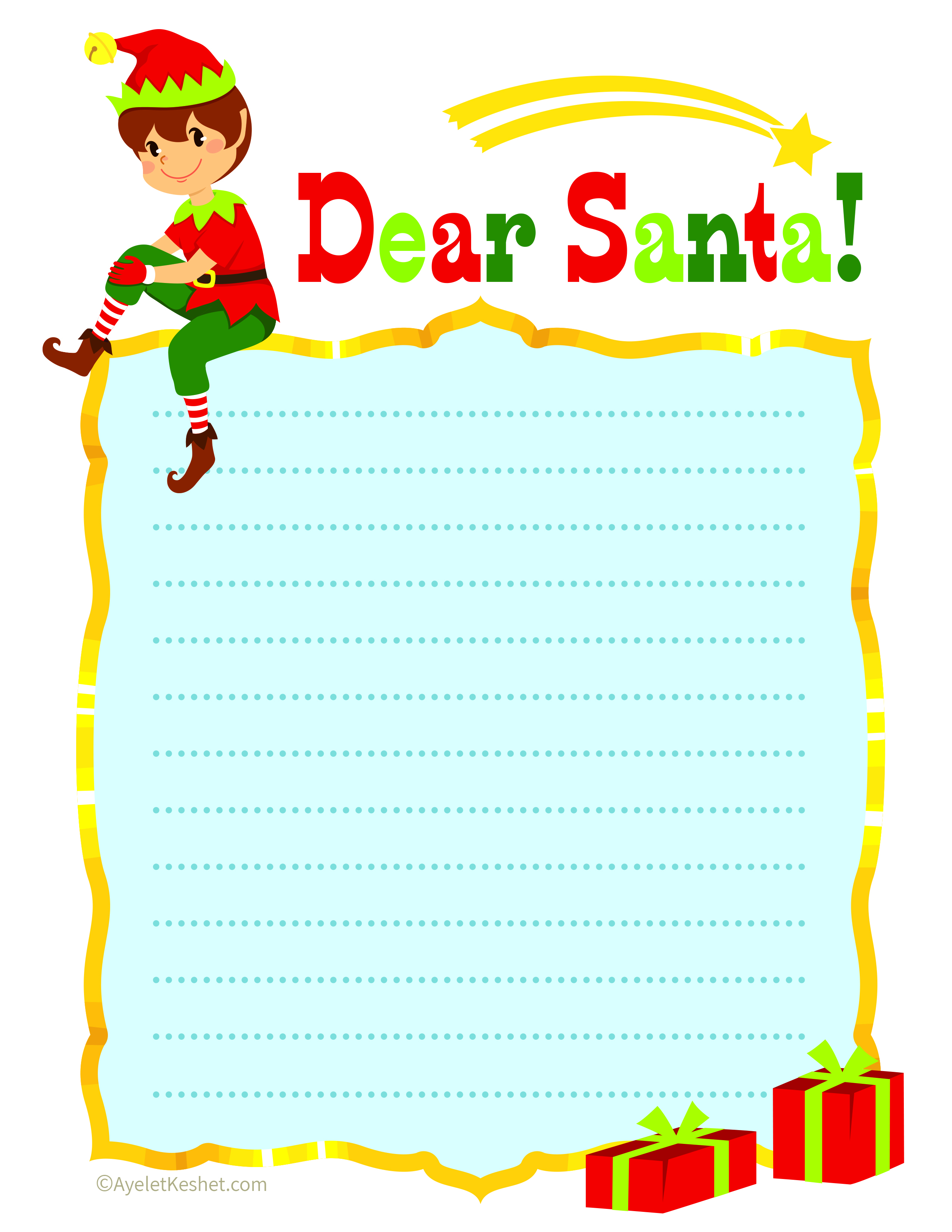 Free printable letter to Santa template - Ayelet Keshet