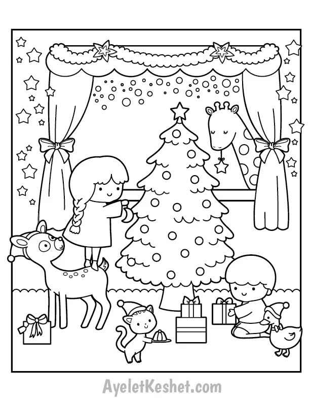 Free Printable Christmas Coloring Pages for kids - Ayelet Keshet