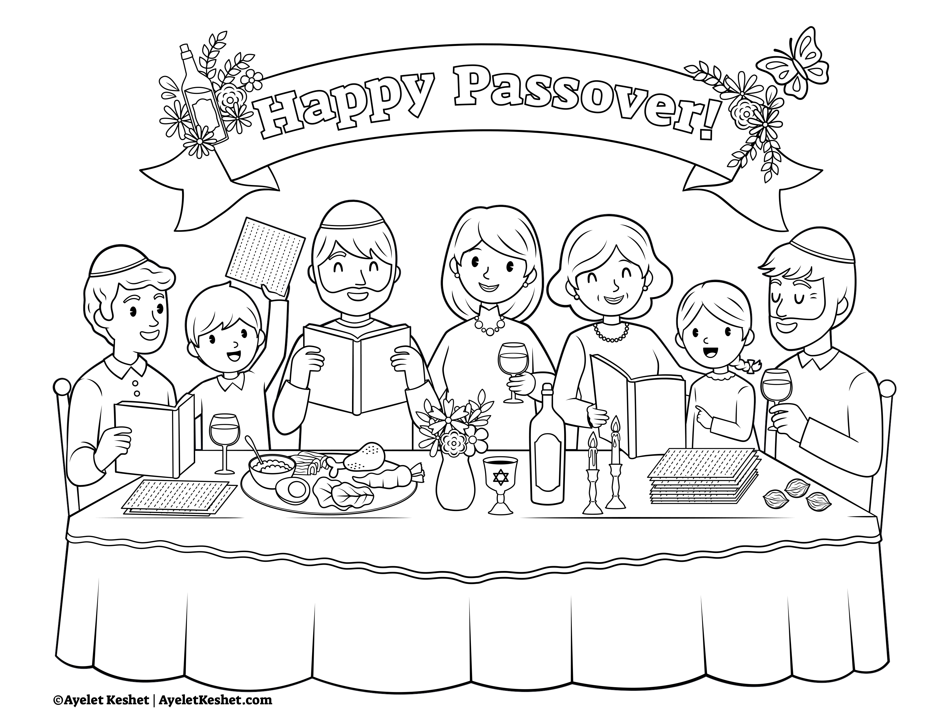 Passover Coloring Pages With Cute Illustrations Ayelet Keshet