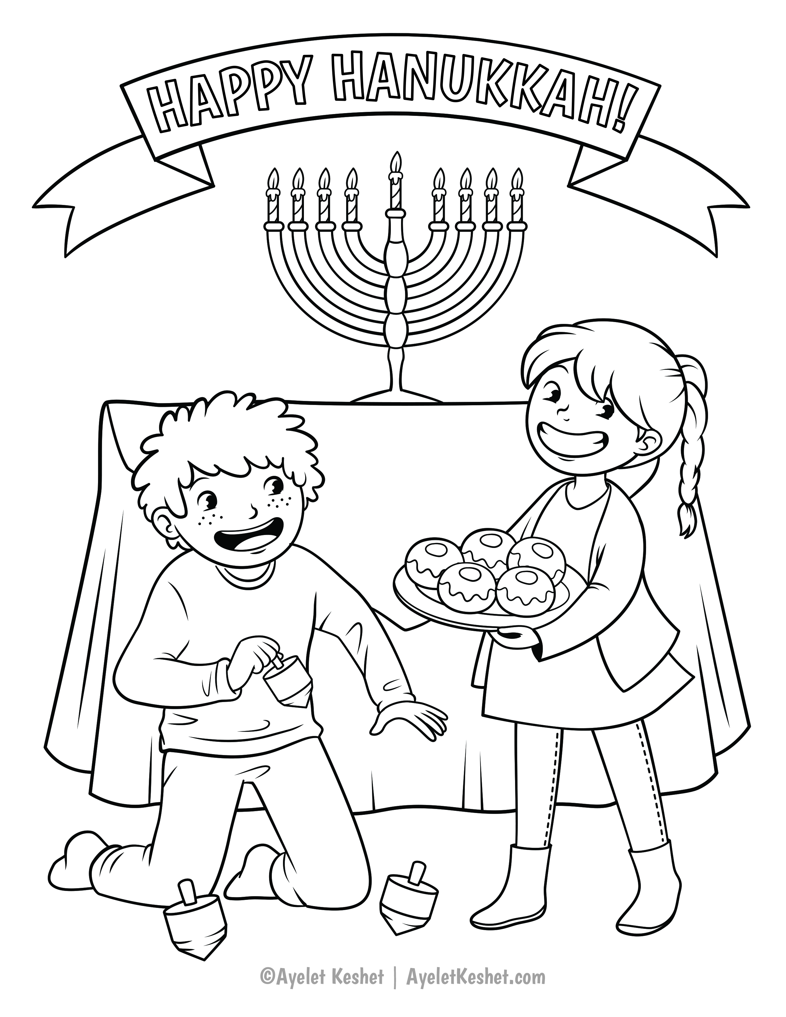 Free printable Hanukkah coloring pages   Ayelet Keshet